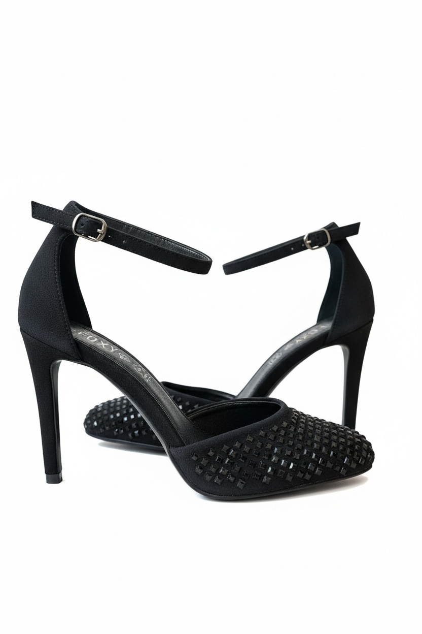 Foxy Black Leather Heels